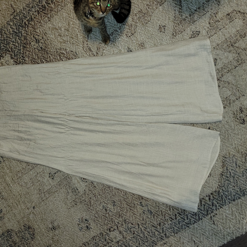 Elegant Cream Wide-Leg Pants